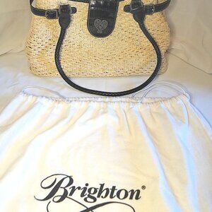 Brighton Handbag, Basket Weave Exterior, Blk Leather Trim, Storage Bag